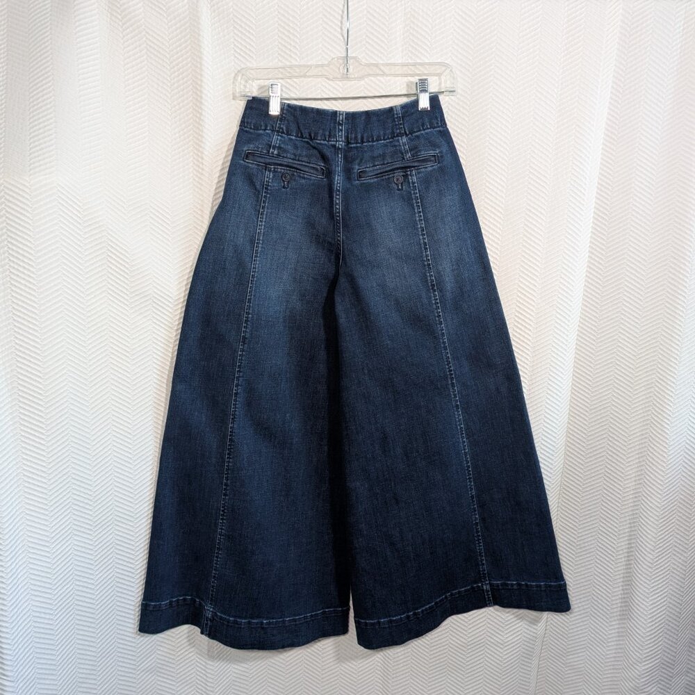 Anthropologie Maeve High Rise Palazzo Jeans Wide Leg Crop Denim Size 25 Culottes - Picture 4 of 13
